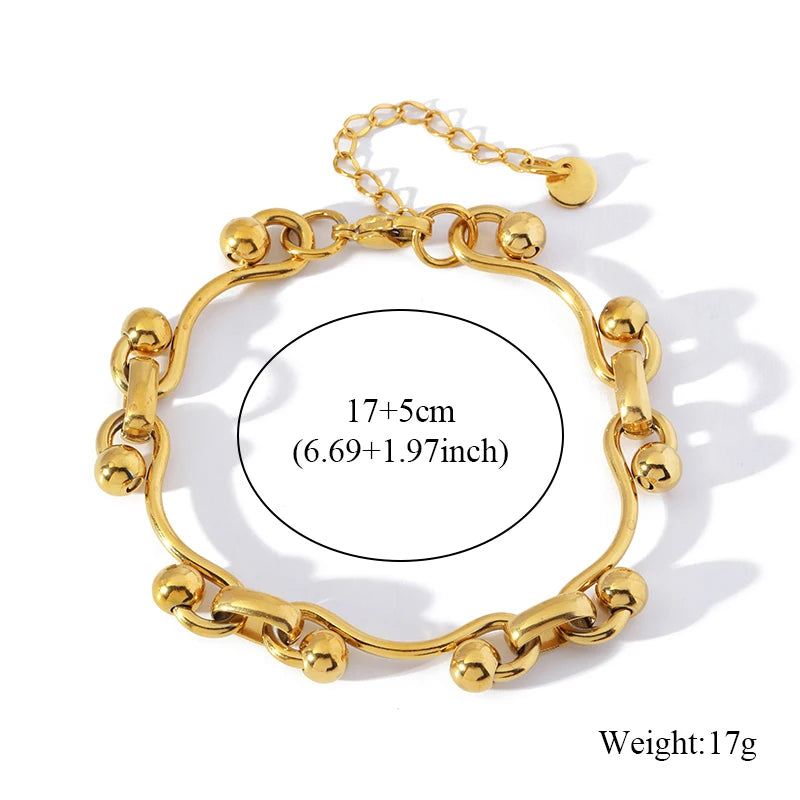 Gold Colour Stainless Steel Bangle 18K Plated Heart Wrist Chain
