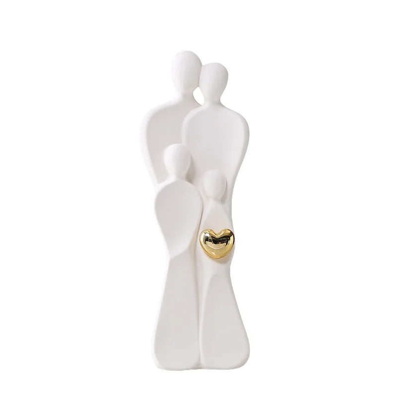 26cm Couple Figurines Family Figure Household Statue Centerpiece Home Tabletop Modern