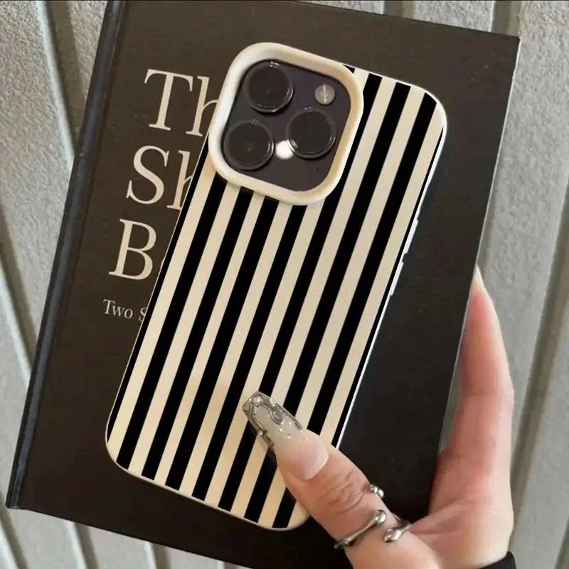 Minimalist Striped Case for iPhone 17 16 15 14 13 12 Pro Max Plus