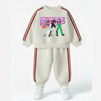K-pop Girls Spring Clothing Set Cartoon Print Sweatshirt and Joggers Suit
