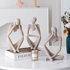 Nordic Abstract Sculpture Thinker Statue Resin Woman Figurine Office Home Decoration