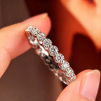 Full Moissanite Eternity Ring 2mm D Color Certified 925 Sterling Silver Stackable Band
