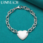 Heart Brand Pendant Bracelet 925 Sterling Silver Women Wedding Engagement