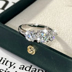 4cttw Round Moissanite Wedding Engagement Ring 14k Gold Filled 3-Stone Band