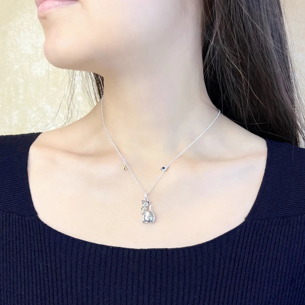 Magic Cat Pendant Necklace 925 Sterling Silver Fashion Jewellery Women Gift