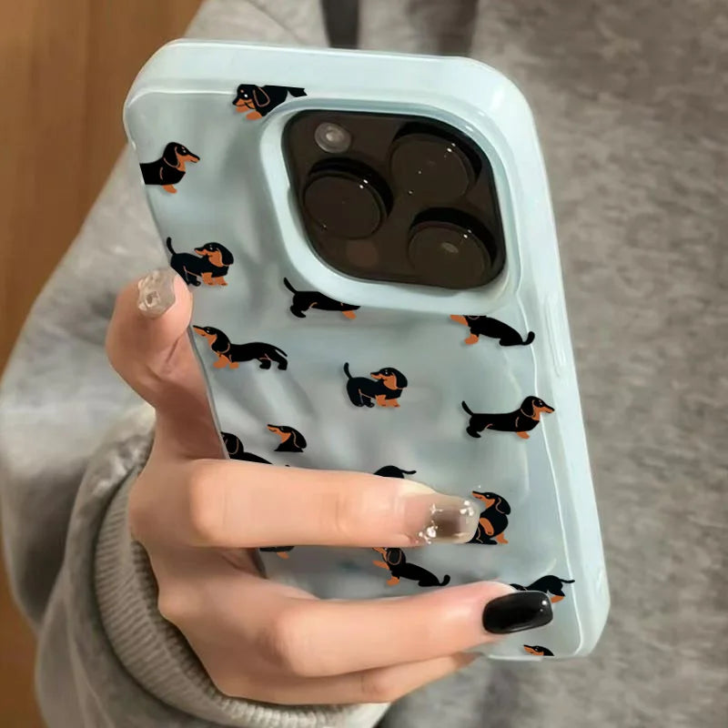 Dachshunds Pattern Case for iPhone 17 16 15 14 13 12 11 Pro Max Plus Texture