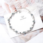 Zircon Heart Shaped Bracelet 925 Sterling Silver Women Valentine's Day Gift