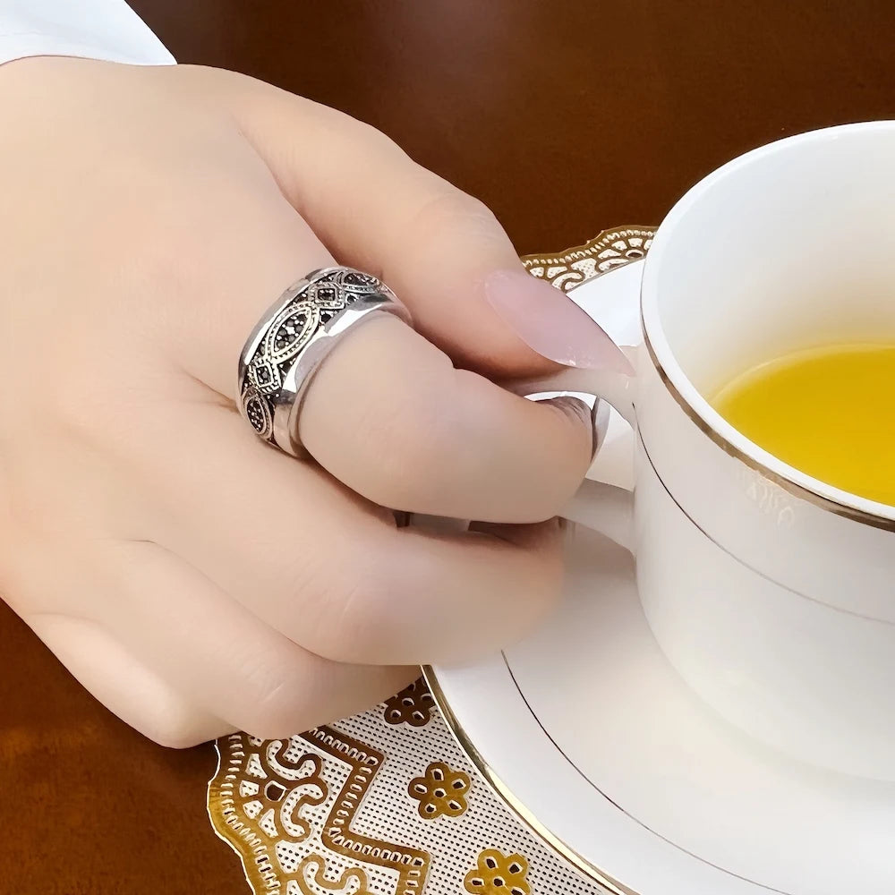 Gold Love Knot Wave Ring 925 Sterling Silver Fine Jewellery Women Men Gift