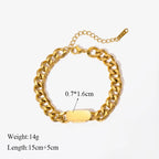 Gold Colour Stainless Steel Link Chain Bracelet Non-Fading Jewellery