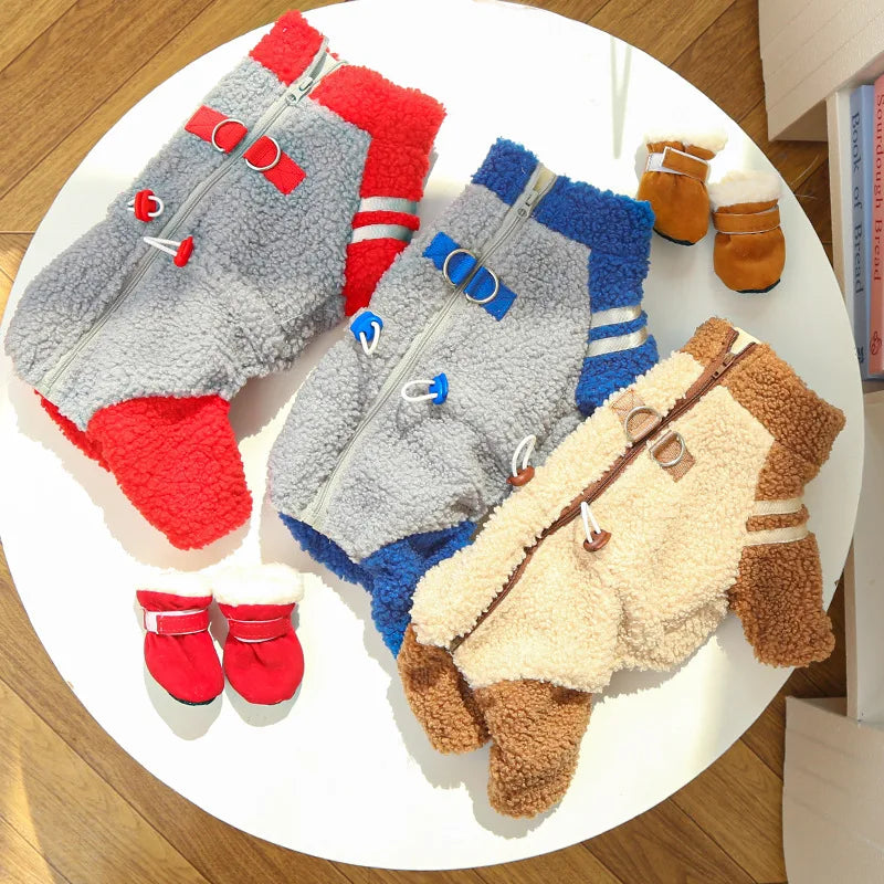 Back Closure Dog Jacket Stylish Winter Coat Warm Zip Up Puppy Outdoor Wear