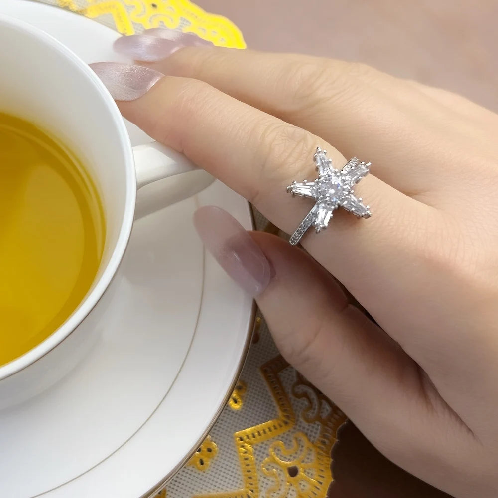 White Star Ring 925 Sterling Silver Timeless Fine Jewellery Women Gift