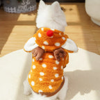 Festive Reindeer Pet Costume Cozy Plush Dog Cat Hoodie Outfit Winter Photo