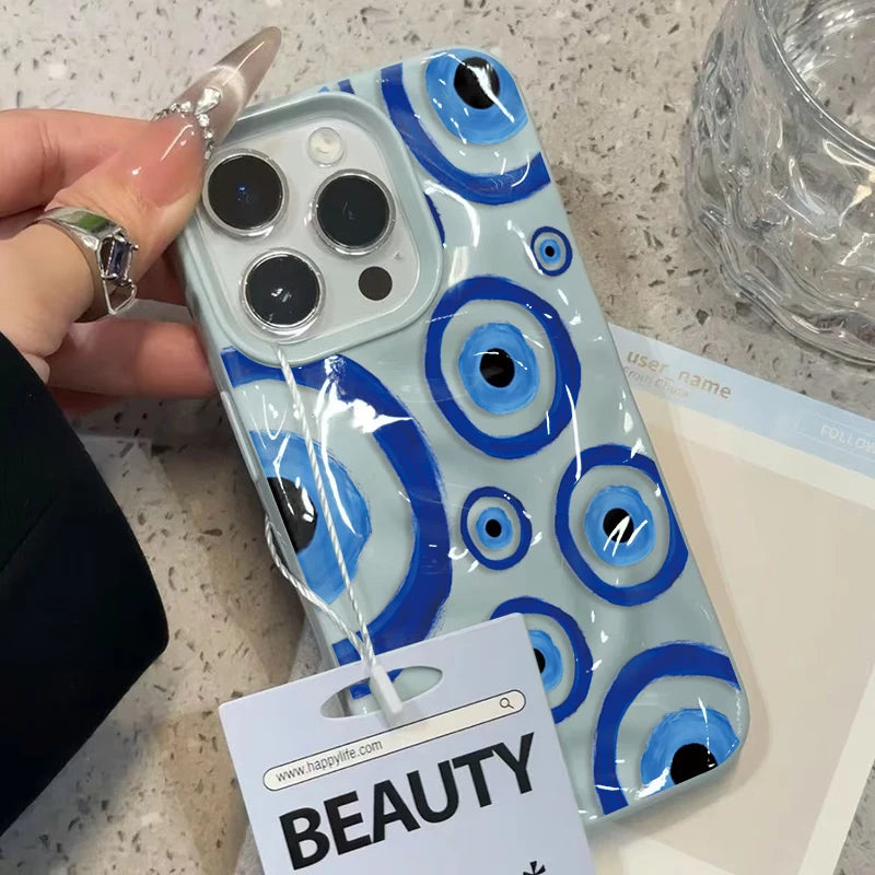 Retro Blue Eye Design Case for iPhone 17 16 15 14 13 12 11 Pro Max Plus Air