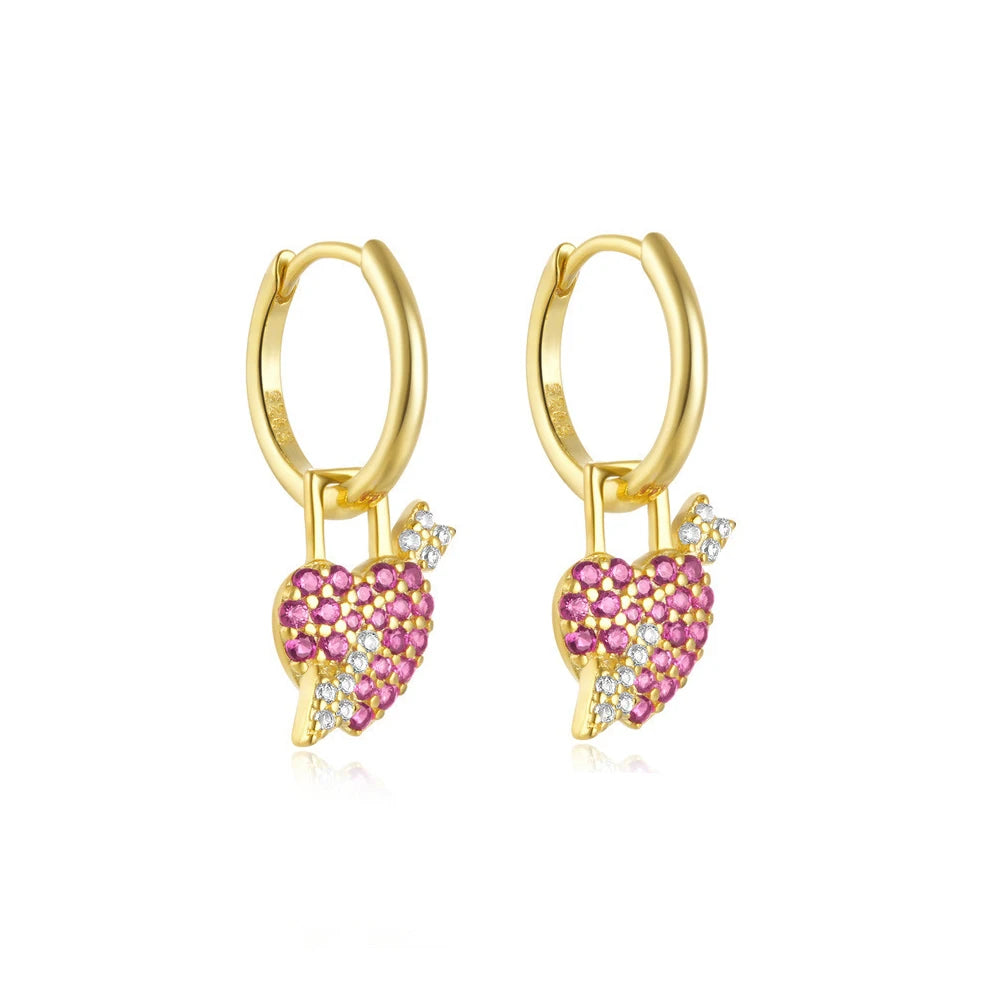 Cubic Zirconia Water Drop Hoop Earring Stainless Steel Geometry