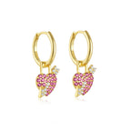 Cubic Zirconia Water Drop Hoop Earring Stainless Steel Geometry