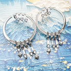 Winter Sun Rays Hoop Earrings 925 Sterling Silver Trendy Glamour Gift