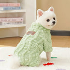 Warm Pet Pajamas Onesie Plush Dog Cat Bodysuit Fleece Lined Winter Costume