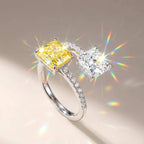925 Sterling Silver New Style Adjustable Ring Bright Princess Square CZ Engagement Fashion Accessory
