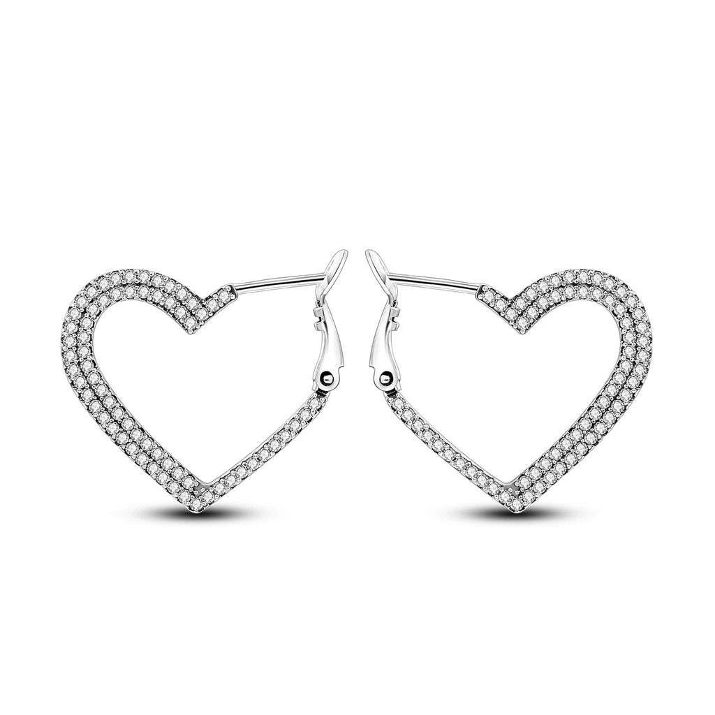 925 Sterling Silver Exquisite Heart-shaped Versatile Hoop Earrings Birthday Gift