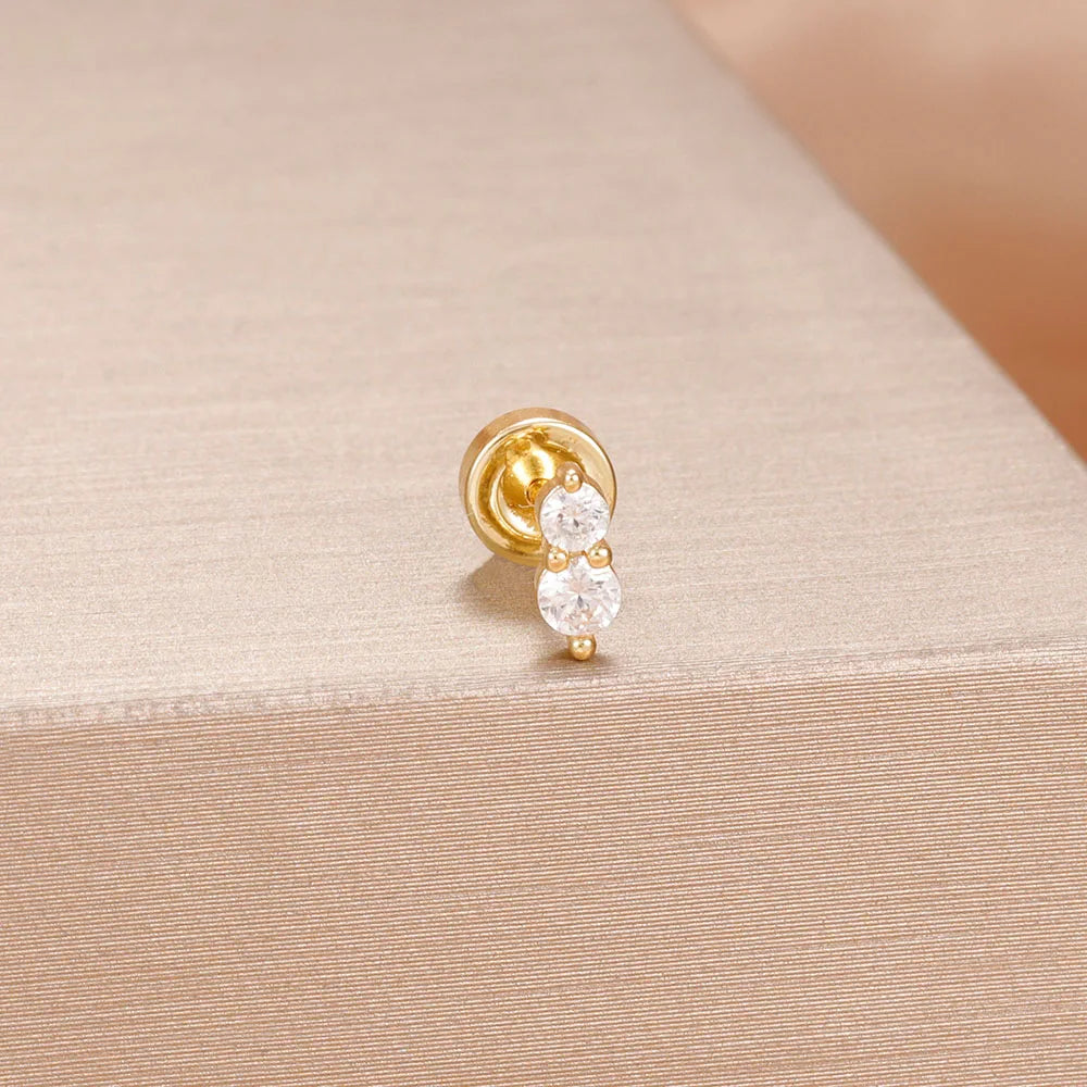1PC Stainless Steel Star Moon Cartilage Piercing 18K Gold Plated