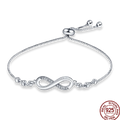 925 Silver 17-20CM Heart Pave Zirconia Original Bracelets Infinity Bracelet Fit DIY Charms Bead Birthday Jewelry Gifts Hot Sale