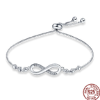 925 Silver 17-20CM Heart Pave Zirconia Original Bracelets Infinity Bracelet Fit DIY Charms Bead Birthday Jewelry Gifts Hot Sale