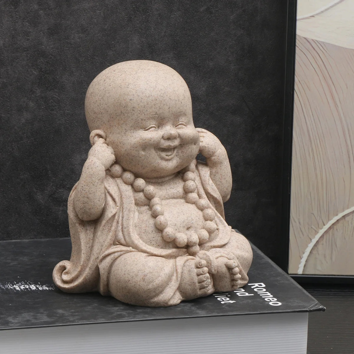 Three Wise Monks Figurines Buddhist Statue Buda Sculpture Laughing Buddha Zen Ornament