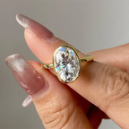 Cocktail 1-3ct Oval Cut Moissanite Ring 925 Sterling Silver Engagement Solitaire Rings for Women Gold Plated Anniversary Gifts
