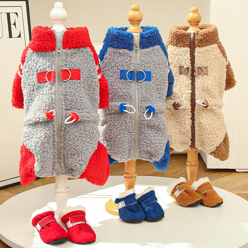 Back Closure Dog Jacket Stylish Winter Coat Warm Zip Up Puppy Outdoor Wear