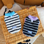 Striped Plush Pet Vest Warm Fleece Dog Cat Sweater Sleeveless Puppy Outfit