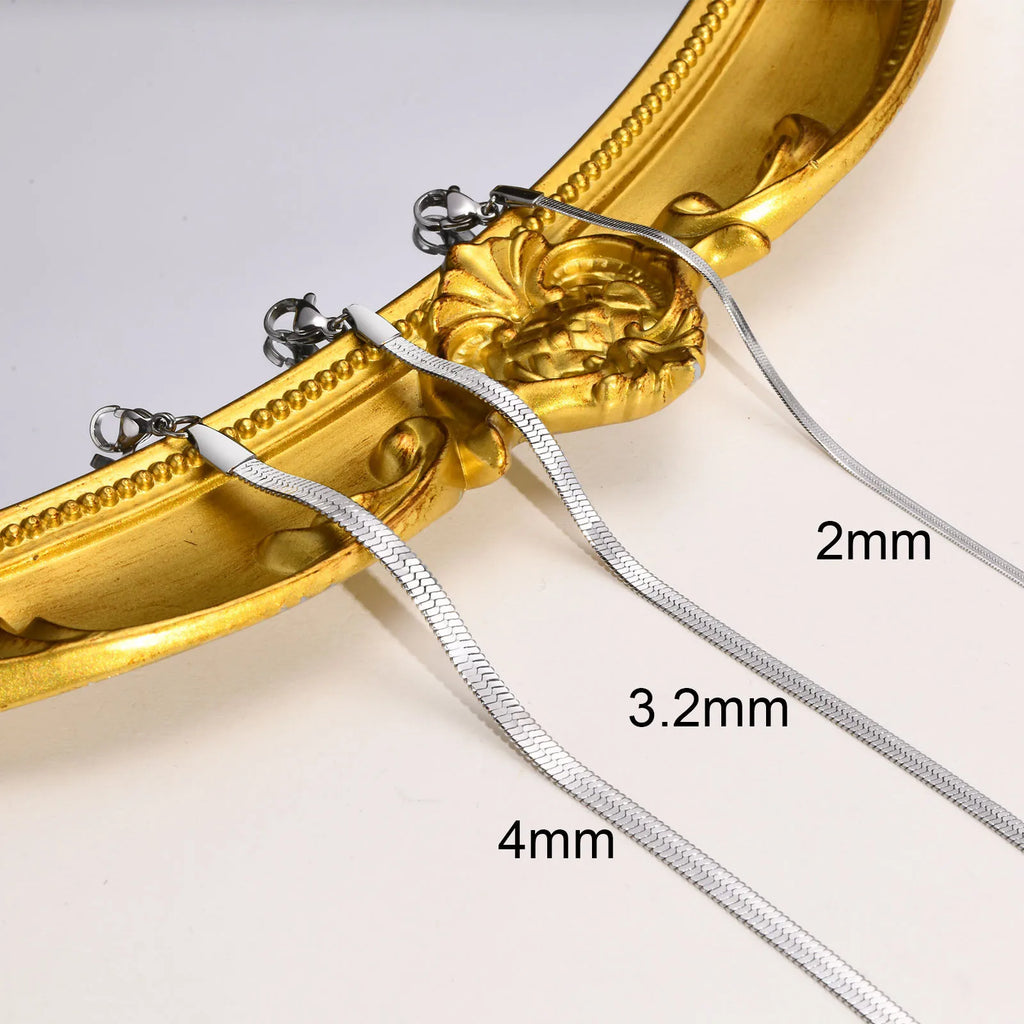 Herringbone Snake Chain Bracelet For Women ,18k Gold Plated Link Adjustable Stainless Steel Width 2/3/4mm