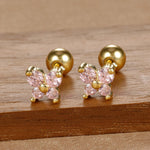 1 Pair Fashion Stainless Steel Zircon Butterfly Pendant Earrings Helix