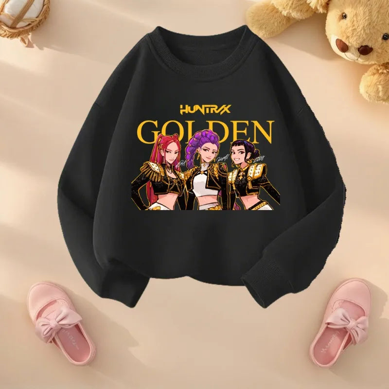 K-pop Girls O-Neck Casual Hoodies Long Sleeve Breathable Sport Tops