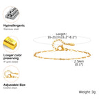 Gold Plated Link Bracelet for Women, Stainless Steel Stackable Chain Wristband, Adjustable Waterproof Jewelry
