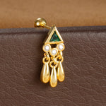 1PC Stainless Steel Zircon Gold Colour Triangle Stud Earrings