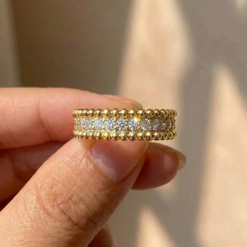 925 Sterling Silver Trendy Simple Ring Shiny Cubic Zirconia Exquisite Finger Accessory Party Jewellery