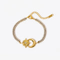 Hexagram Moon Charm Stainless Steel Bracelet Zircon Crystal Jewellery
