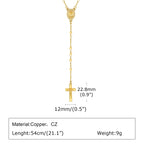 Catholic Cubic Zirconia Rosary Cross Beaded Link Bracelets, Oval Jesus Coss Jewelry, Religion Gold Plated Bracelet