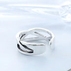 925 Sterling Silver Overlapping Adjustable Open Ring Engagement Jewellery Wholesale Accessory