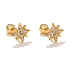 New Stainless Steel Cubic Zirconia Chain Hoop Earring Star Moon