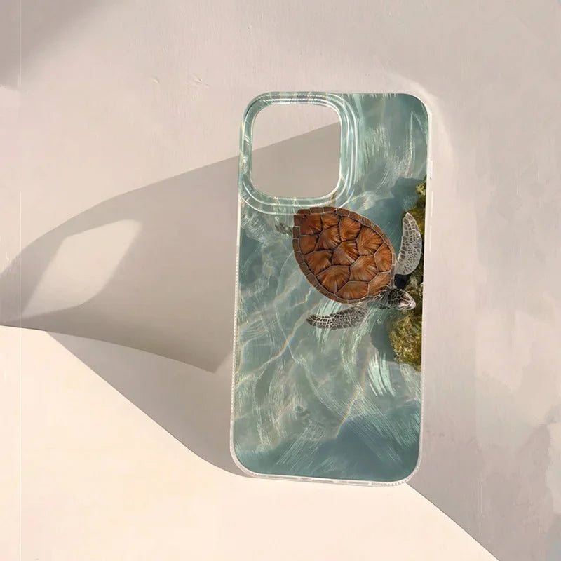 Summer Turtle Pattern Case for iPhone 17 16 15 14 13 12 11 Pro Max 8 7 Plus