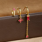 3PCS New Trend Stainless Steel Square Long Piercing Earring Set