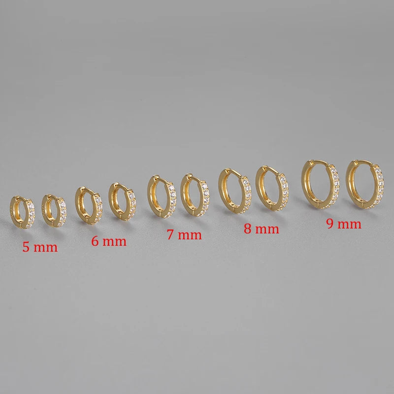 2PCS Stainless Steel Minimal Hoop Earrings Zirconia Small Huggie Thin