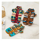 Boho Chic Dog Cat Winter Vest Traditional Pattern Sweater with Back Opening