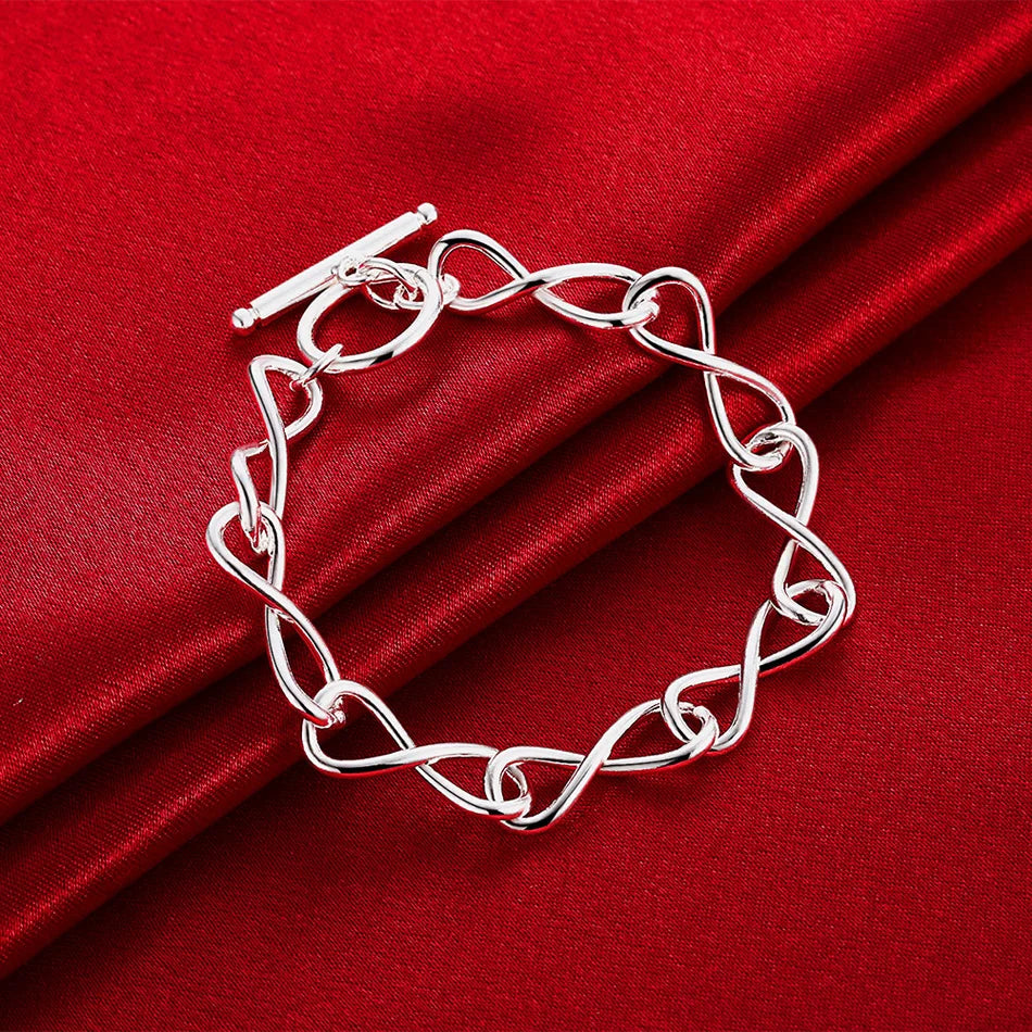 Twisted Circle Chain Bracelet 925 Sterling Silver Luxury Fashion Lovers Gift
