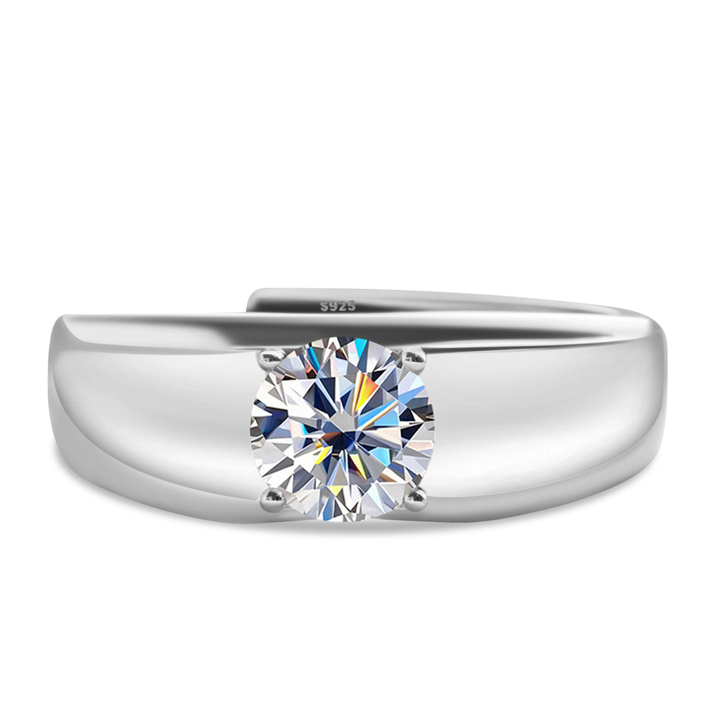 925 Sterling Silver Moissanite Ring for Men and Women, White Gold Plated, Engagement, Wedding Jewelry, Trend Gift, 1 Carat, 2024