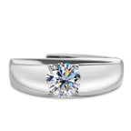 925 Sterling Silver Moissanite Ring for Men and Women, White Gold Plated, Engagement, Wedding Jewelry, Trend Gift, 1 Carat, 2024