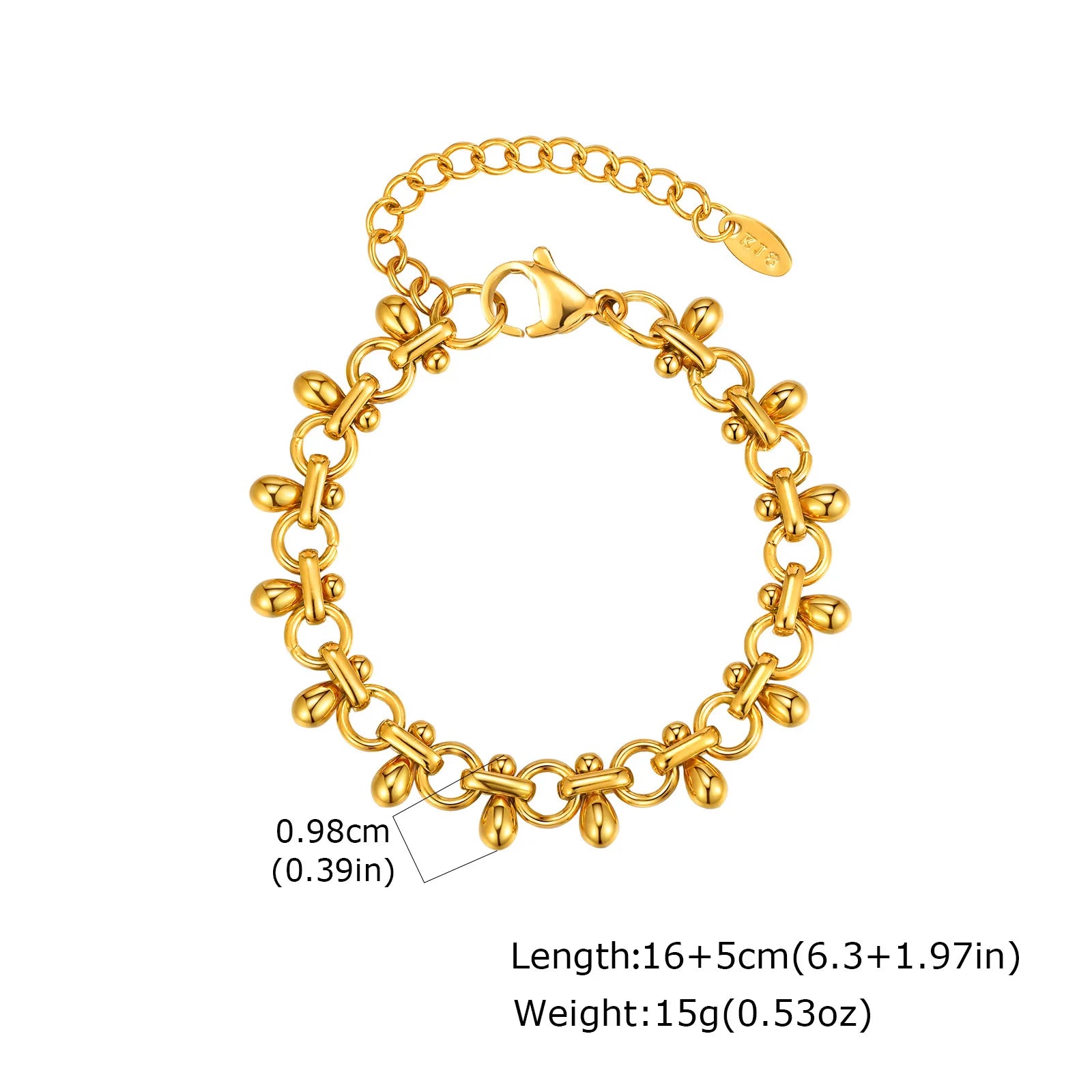 316L Stainless Steel Chunky Chain Bracelet for Women, 18k Gold Plated Waterproof Stackable Jewelry