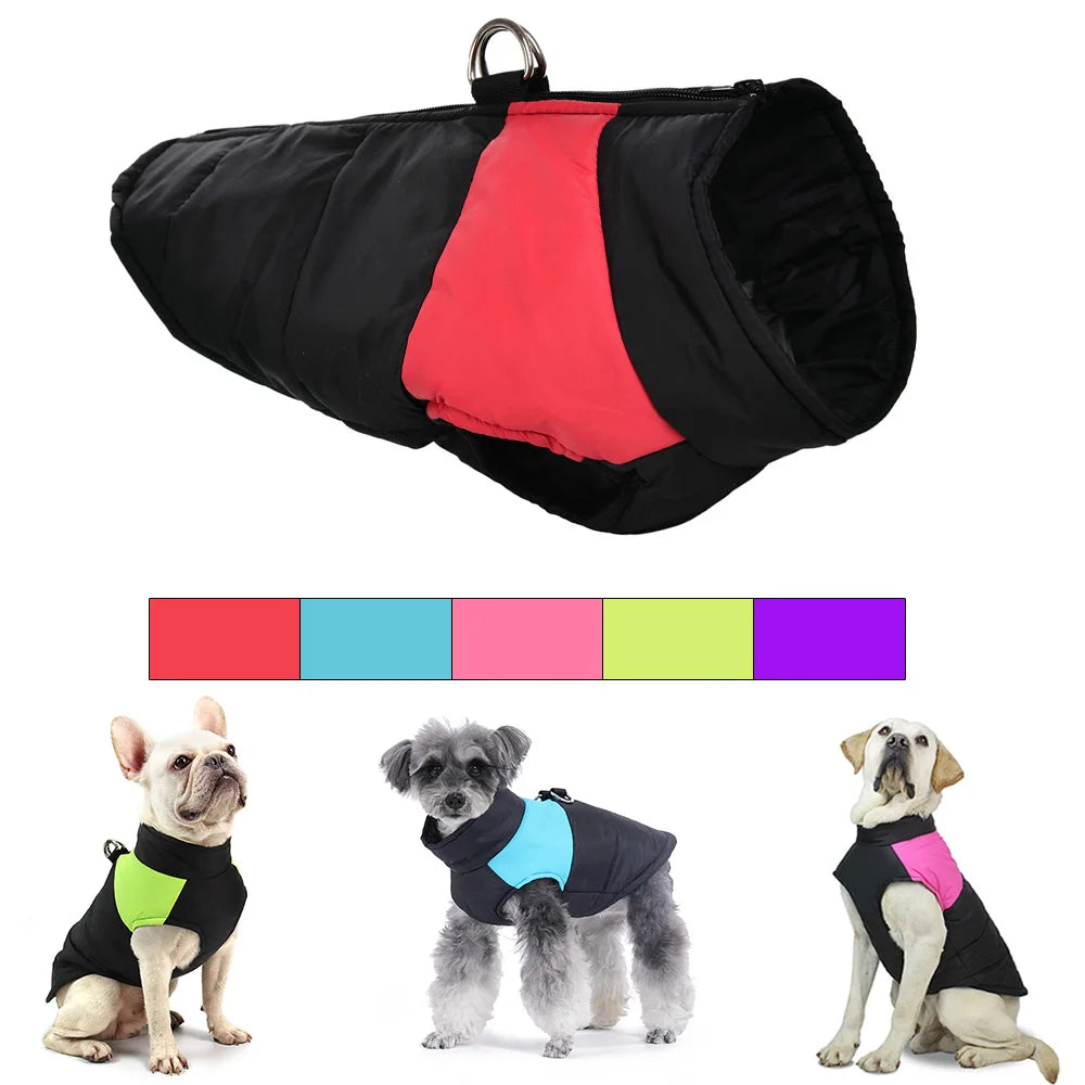 Winter Warm Fleece Dog Jacket For Small Large Dogs Cats Waterproof Pet Vest Jacket with D-ring Labrador French Bulldog Clothing