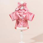Plush Pet Pajamas Set Warm Breathable Dog Cat Sleepwear with Flower Accessory